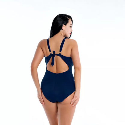 One-piece high waist plus size swimwear in orange, blue, navy for swimming and wading sports