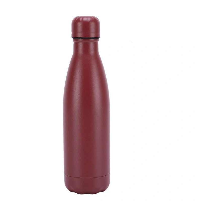 Stainless steel vacuum insulated water bottle with rubber painted surface in various colors