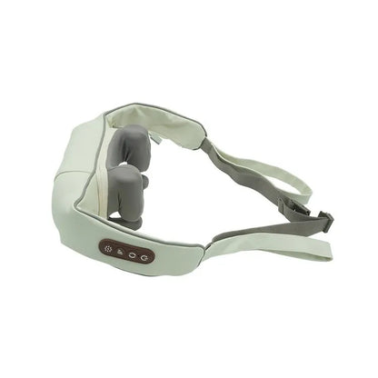 Rechargeable foldable electric neck and body massager in beige or blue colour