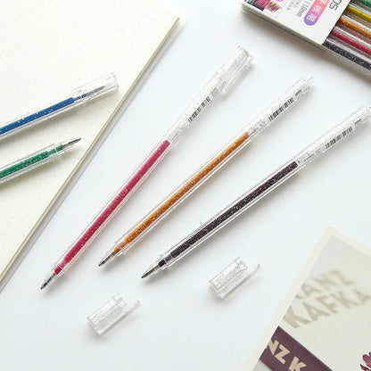 Shanzhi 623 colour-changing flashing hand account pen set with eight 16cm plastic ballpoint pens