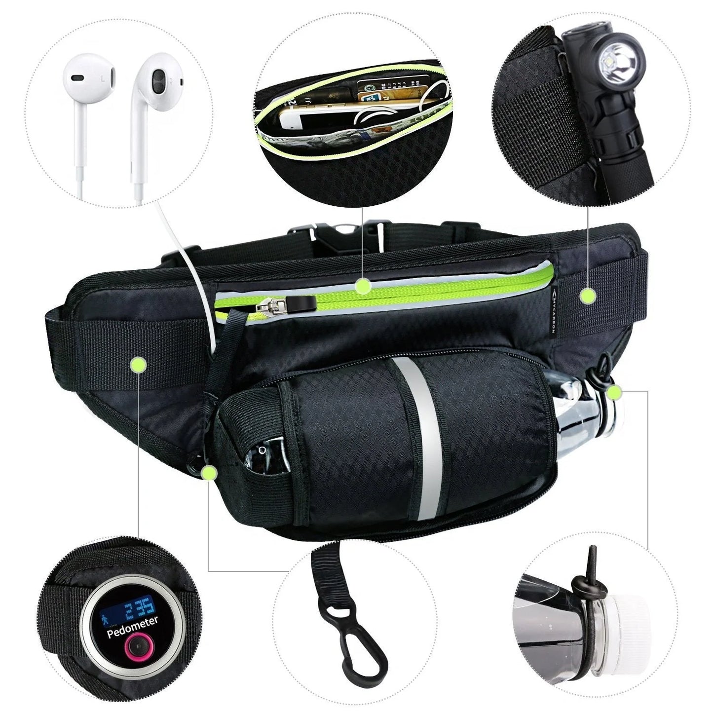 Multifunctional running waist bag sports belt with adjustable belt and water bottle pocket