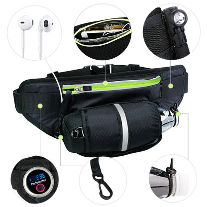 Multifunctional running waist bag sports belt with adjustable belt and water bottle pocket