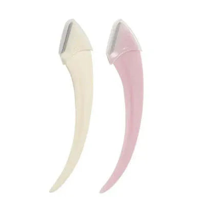 White or pink eyebrow trimming knife with curved comb for eyebrow shaping and hair removal