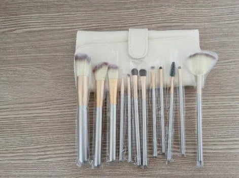 Persian makeup brush set with rice white bristles and champagne coloured handles