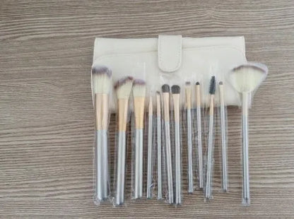 Persian makeup brush set with rice white bristles and champagne coloured handles