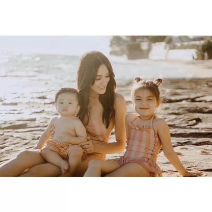 Girls Siamese Striped Princess Wind Lace Swimsuit for summer water activities