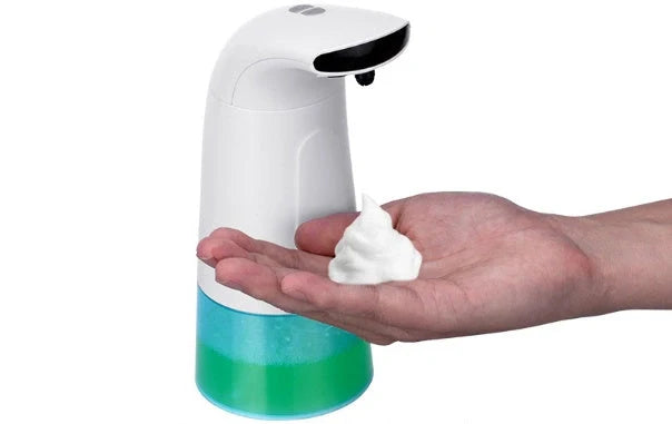 White automatic hand sanitizer dispenser with infrared sensor and 250mL capacity