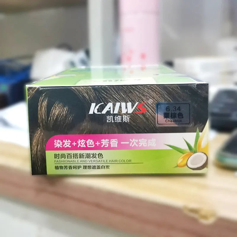 Tube of Plant Aromatic Soft Luster Mild Hair Color Cream in a shade of chestnut brown.