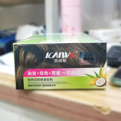 Tube of Plant Aromatic Soft Luster Mild Hair Color Cream in a shade of chestnut brown.