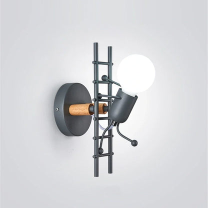 Retro LED Wrought Iron Villain Climbing Stairs Lights in black, green, and white