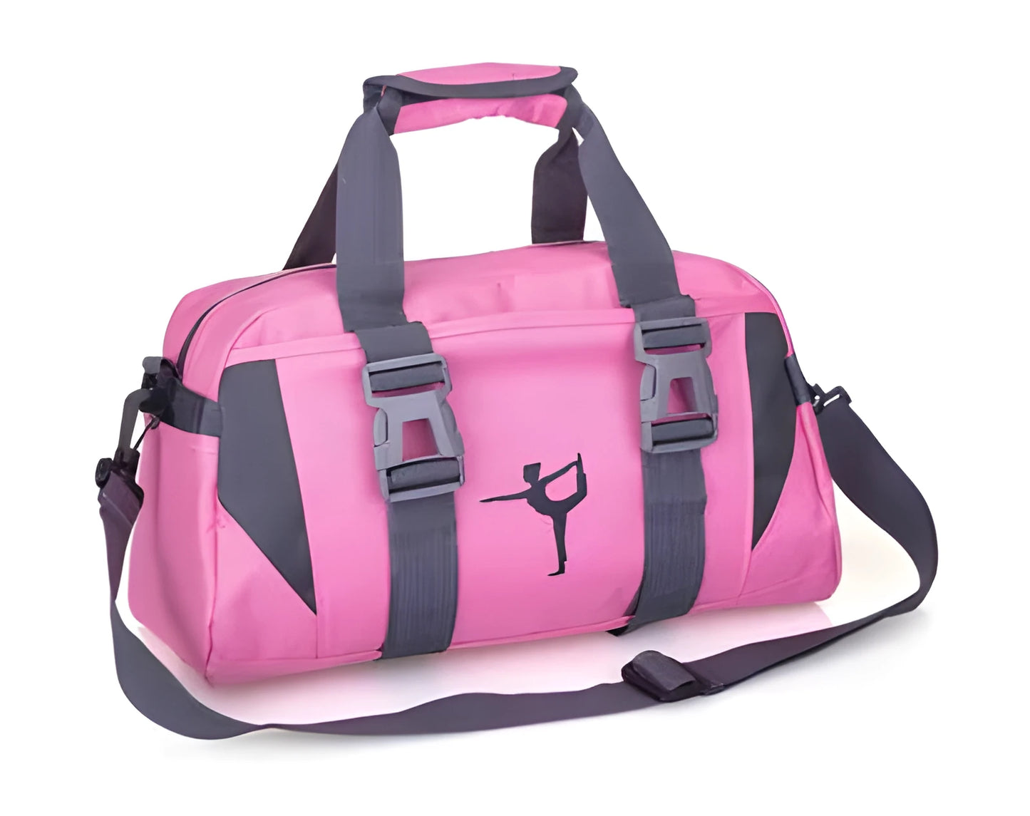 Nylon yoga and gym fitness bag shown in available colours with medium and large size options