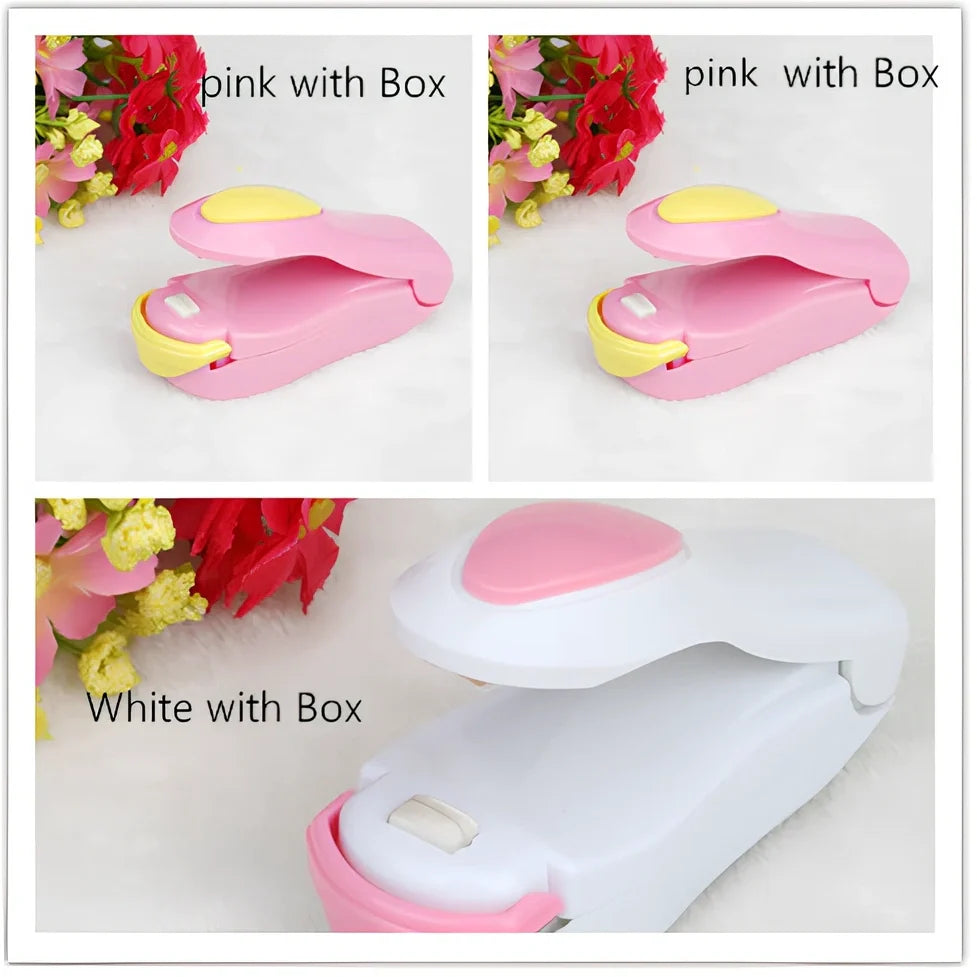 Mini hand pressure heat sealing machine measuring 10cm with magnetic base for plastic bag food preservation