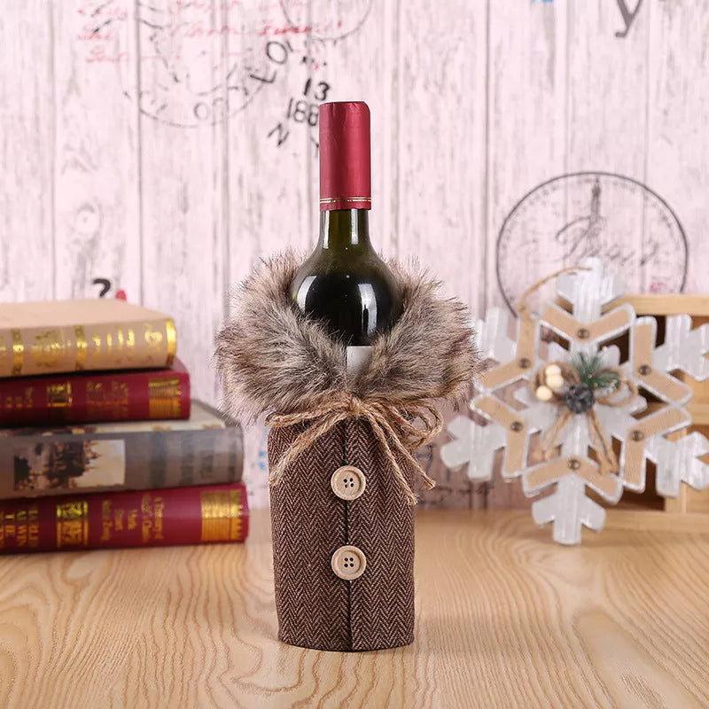 Christmas Santa Claus and wine bottle decoration set for festive holiday cheer
