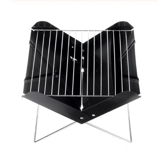 Portable stainless steel BBQ grill with foldable design for easy camping and picnic use
