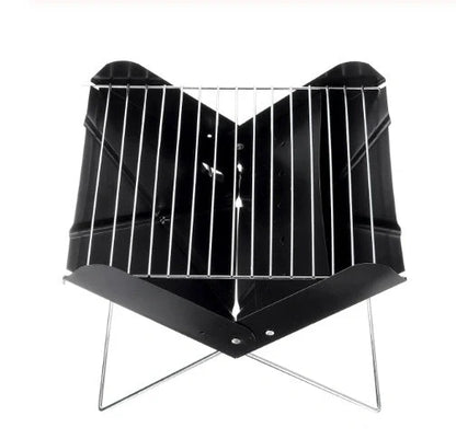 Portable stainless steel BBQ grill with foldable design for easy camping and picnic use