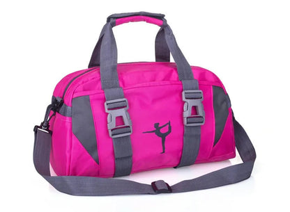Nylon yoga and gym fitness bag shown in available colours with medium and large size options