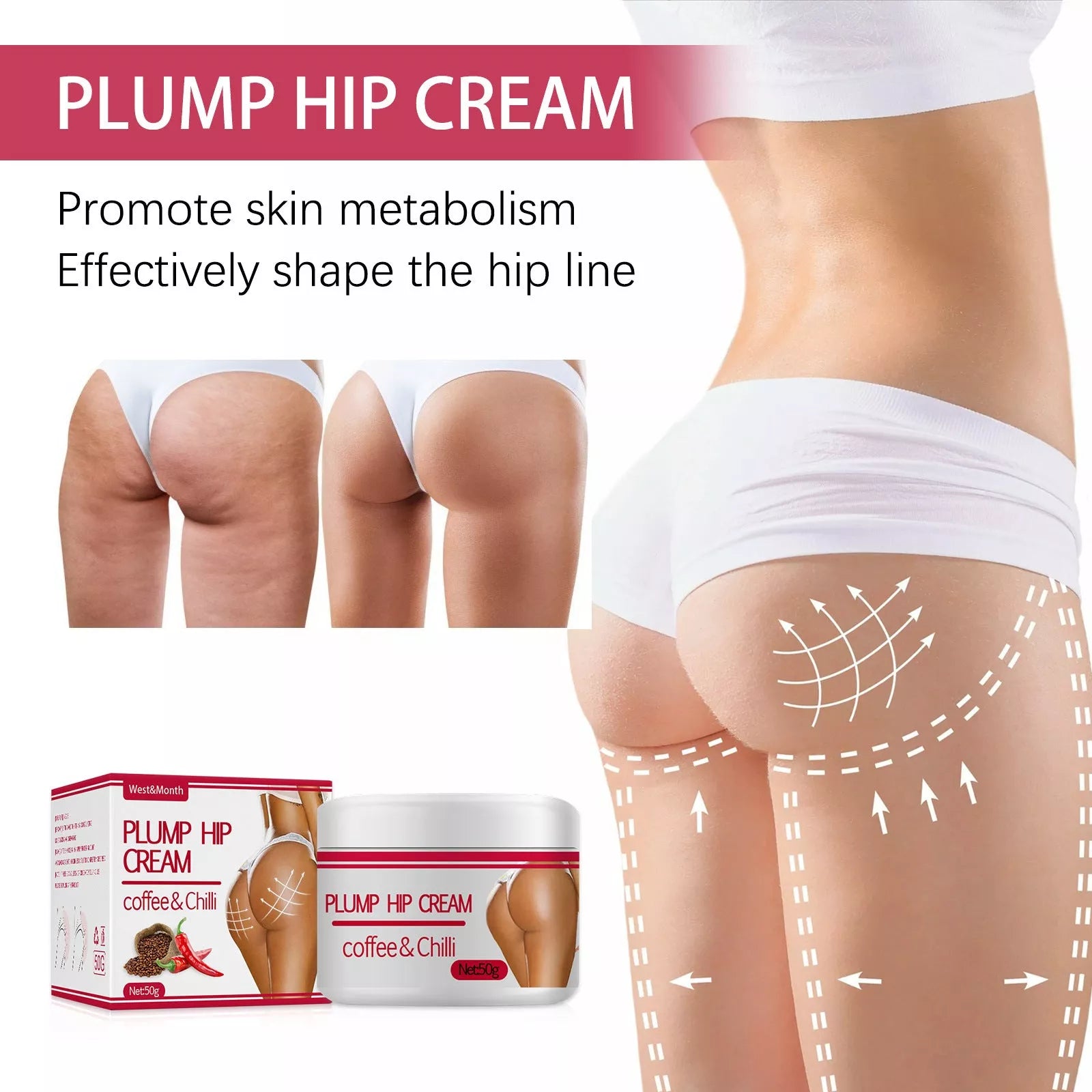 Plump Buttock Cream for lifting and tightening buttocks, 50g