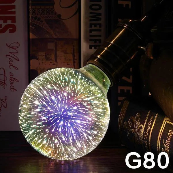 LED 3D firework decoration bulb projecting light patterns with E27 socket