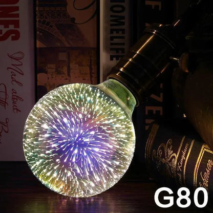 LED 3D firework decoration bulb projecting light patterns with E27 socket