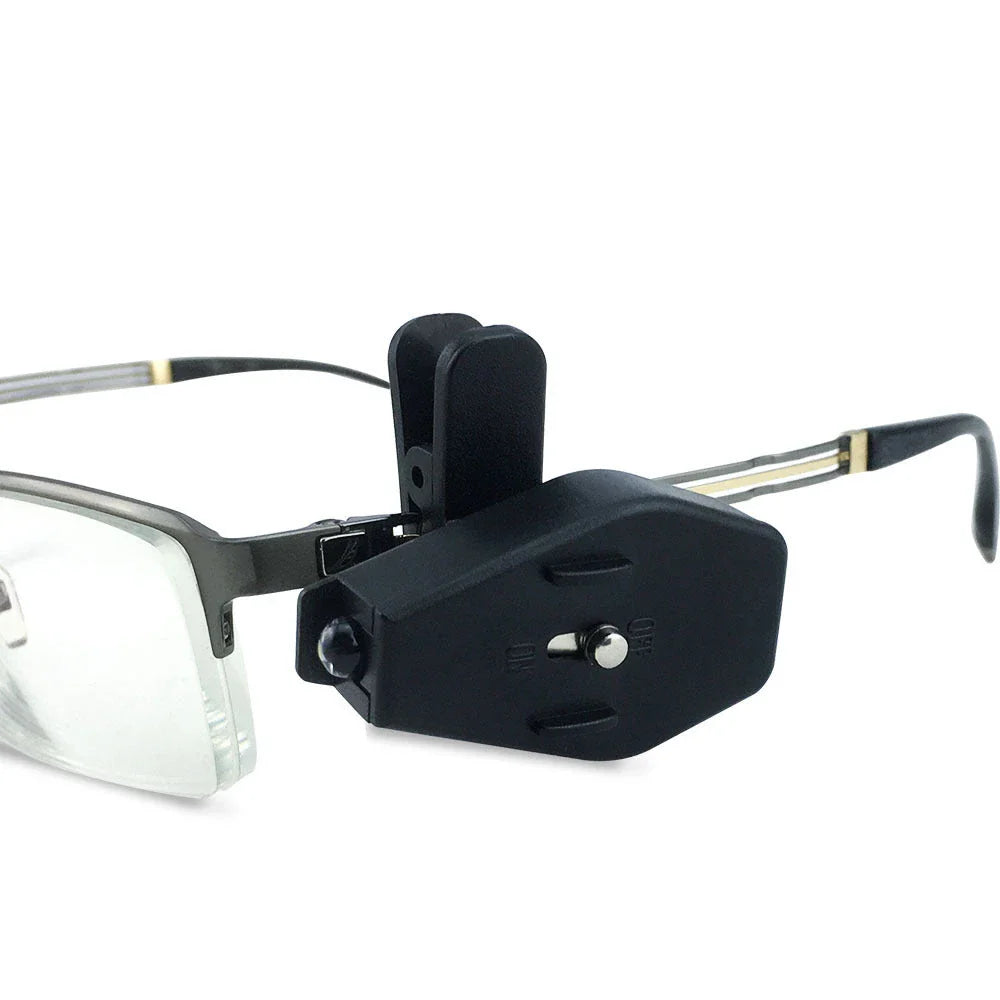 Hands-Free Adjustable LED Eyeglass Light - Clip-On Reading & Work Lamp with 360-degree Rotation and Long-Lasting Battery