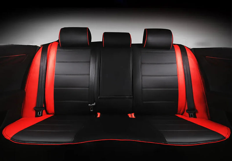 Car Seat Cover in Genuine Cow Leather for Year-Round Use, Available in Beige or Black with Red Accent Stitching