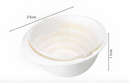 Double-dish sink drain basket with 30cm upper tier and 25cm lower tier in apricot colour