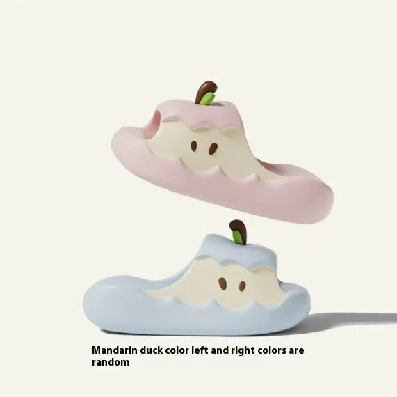 Cartoon fruit print EVA parent-child sandals in light pink colour, flip-flop style homewear slippers