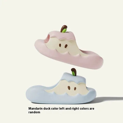 Cartoon fruit print EVA parent-child sandals in light pink colour, flip-flop style homewear slippers