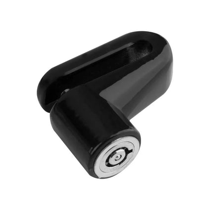 Steel anti-theft disc brake rotor lock for bicycles and motorcycles in red, blue, or black