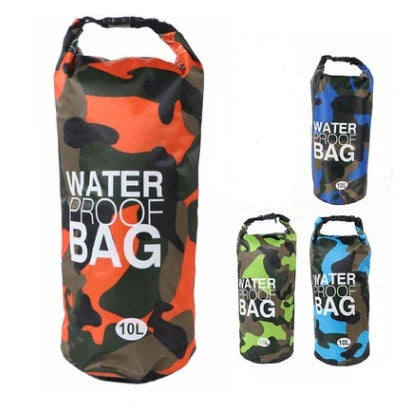 Camouflage waterproof bucket bag in various sizes for outdoor activities