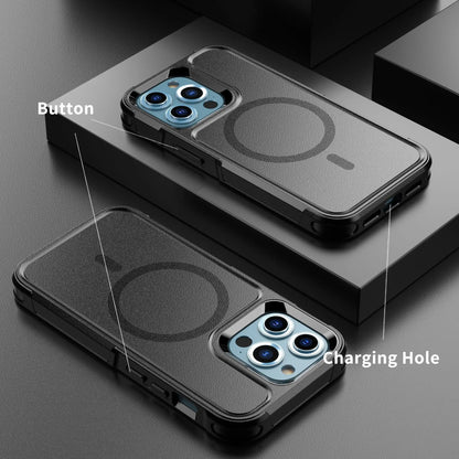 Black magnetic shatterproof back cover case for iPhone 12 and iPhone 13 series phones