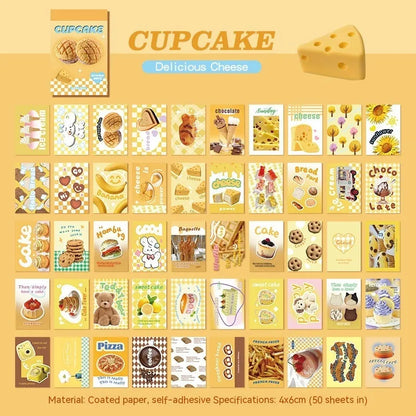 American retro journal sticker book with 50 sheets of 4x6cm cartoon designs on copper board paper