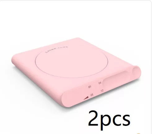 Adjustable Thermostat Coaster in white, blue, and pink with USB interface