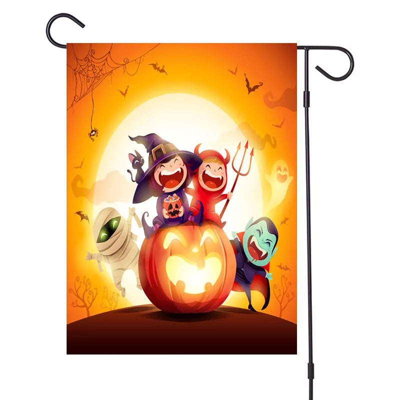 Halloween Series Garden Banner with double-sided polyester design, 32*47cm