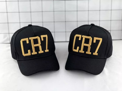 C Ronaldo CR7 baseball cap in black with high top and big eaves design