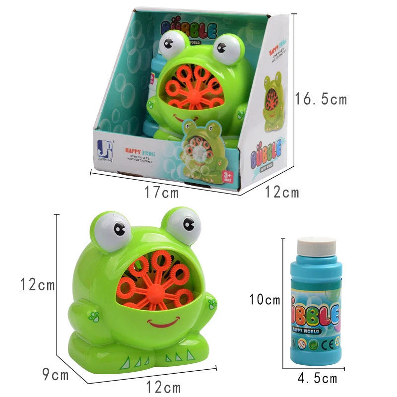 Green Frog Automatic Bubble Machine Gun with lights and music for outdoor play