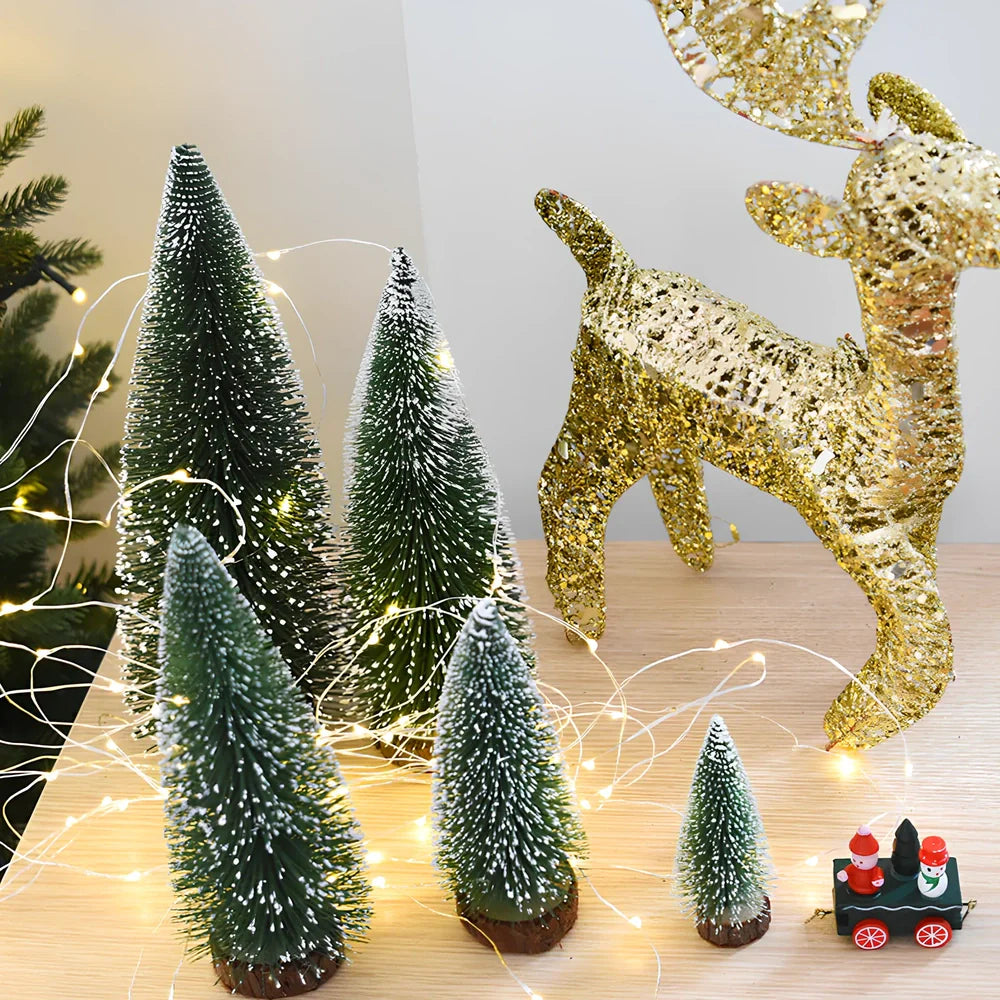 Green and white Christmas pine needle tree decoration in four height options