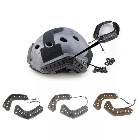 Quick helmet accessories in ABS plastic, available in mud color, black, army green, and grey