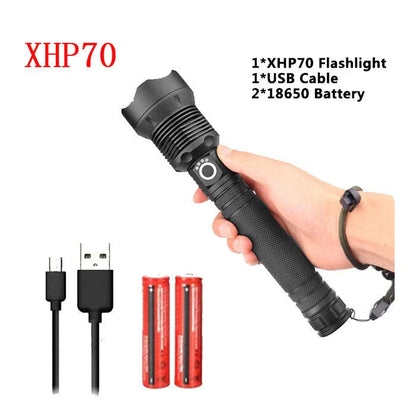 High-Powered Tactical Flashlight with Zoom and USB Charging - Durable, Waterproof, and Rechargeable LED Flashlight