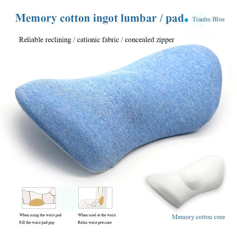Ergonomic lumbar support pillow with grey 4D mesh fabric cover and memory foam core