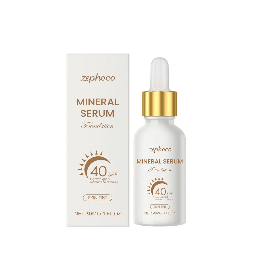 30ml sunscreen liquid foundation bottle with mineral SPF protection and Centella asiatica extract