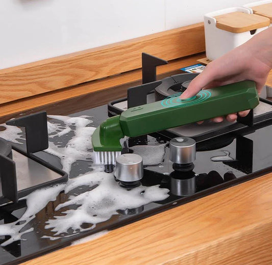 Multifunctional kitchen cleaning brush set with soft sponge and durable mesh brush for versatile cleaning of stove, tiles, sink, and more