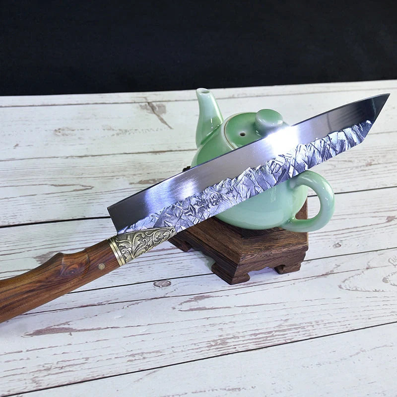 Hand forged lightweight slicing knife with rosewood handle and sharp 5Cr15Mov blade