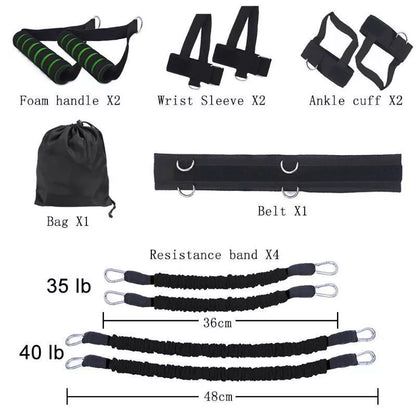 Drawstring elastic resistance band set in multiple colors for fitness training
