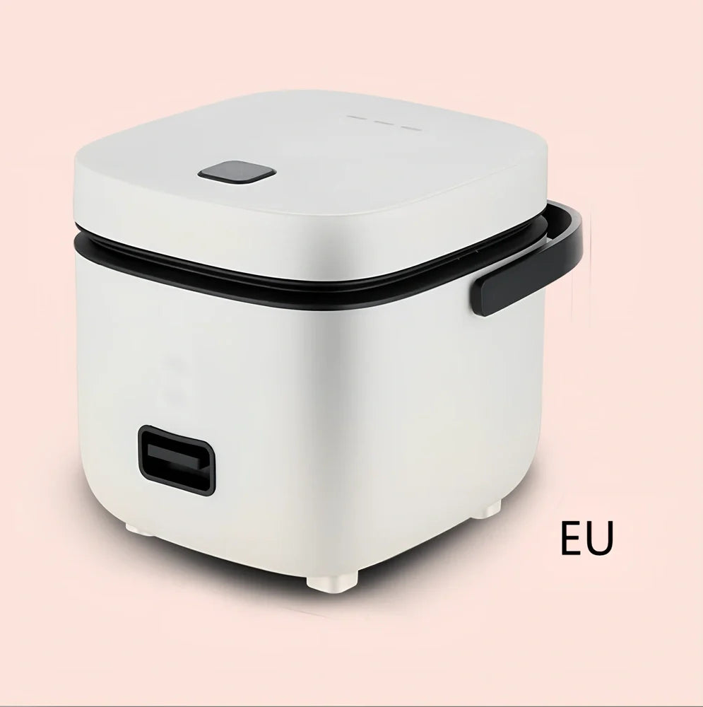 Compact brown 1-2 litre electric rice cooker, 180x200x180mm, with mechanical controls and aluminium pot for small UK kitchens