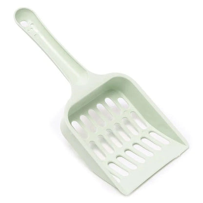 Blue plastic cat litter scoop with dimensions 20cm long by 9cm wide.