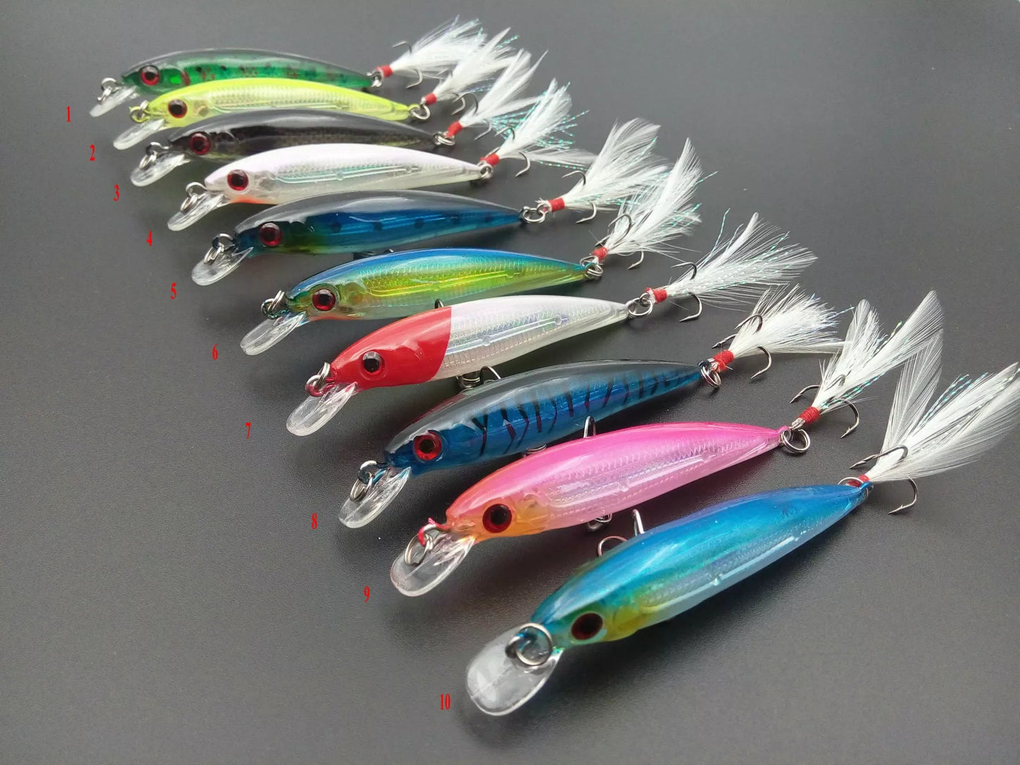 Bionic Feather Bait with 3D eyes and laser tail hook for lifelike fishing