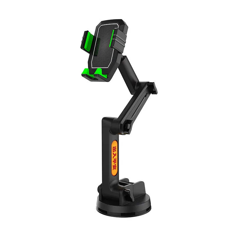 Suction cup car phone holder in grey or green, ABS and sponge bracket for dashboard or glass