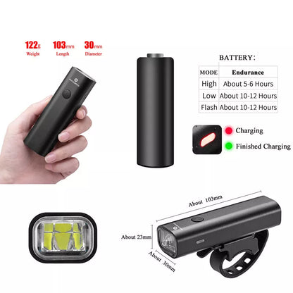 ROCKBROS YQ-QD black bicycle light with USB charging and 400 lumen brightness