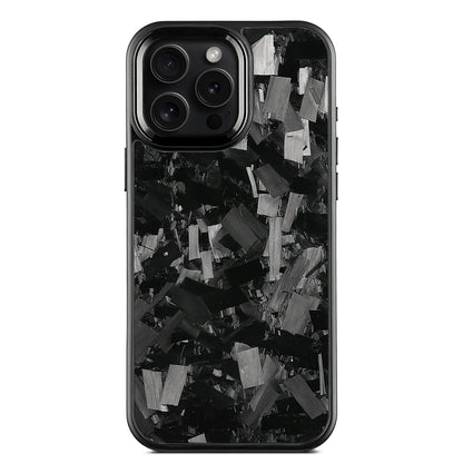 Carbon fibre mobile phone protective shell with forged pattern metal frame and magnetic attachment for iPhone 17